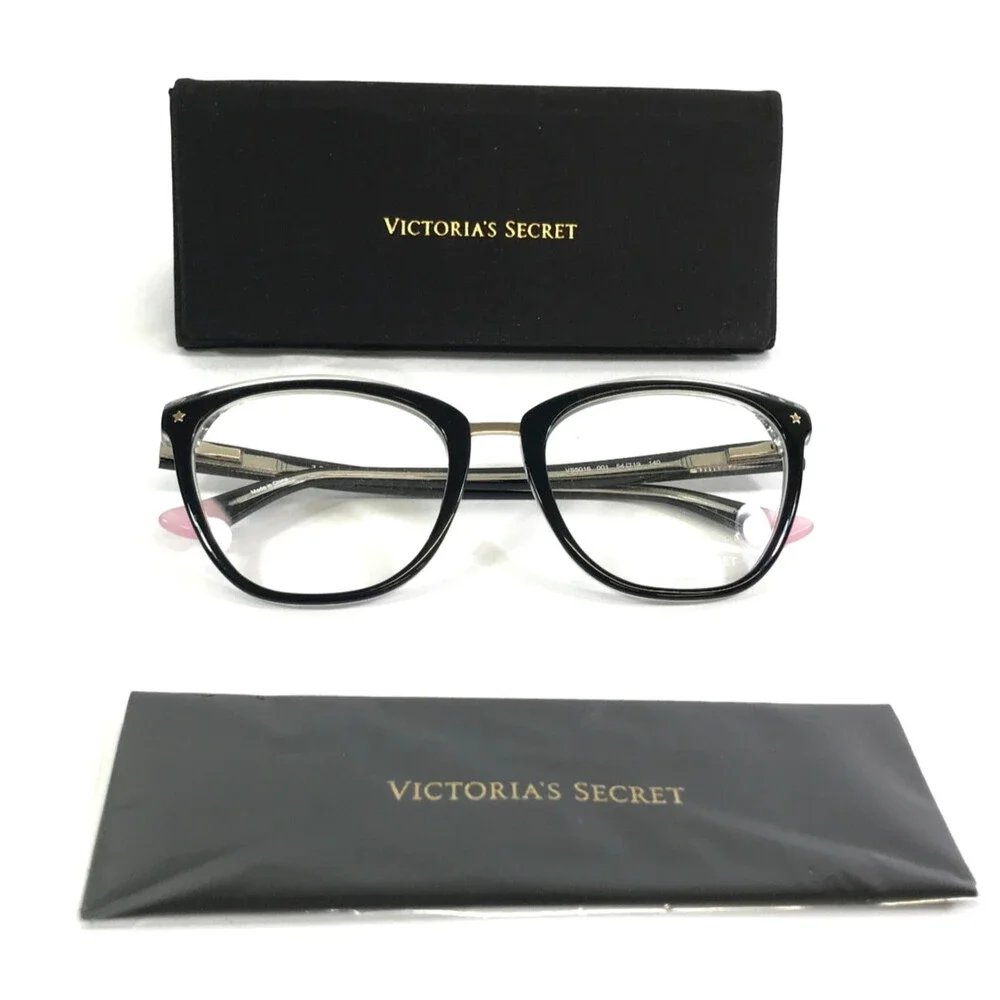 Victoria's Secret Eyeglasses Frames VS5016 001 Black on Clear Cat Eye 54-19-140